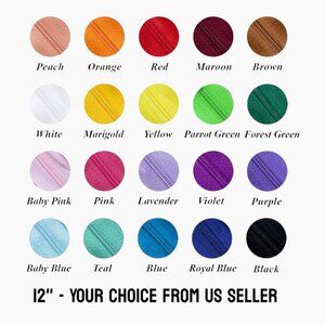 Nylon Zippers for Sewing Crafts 12" - 20 Assorted Colors to Choose From